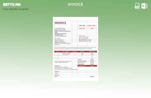 модерен стил, примерок за шаблон за фактура за рекламна агенција